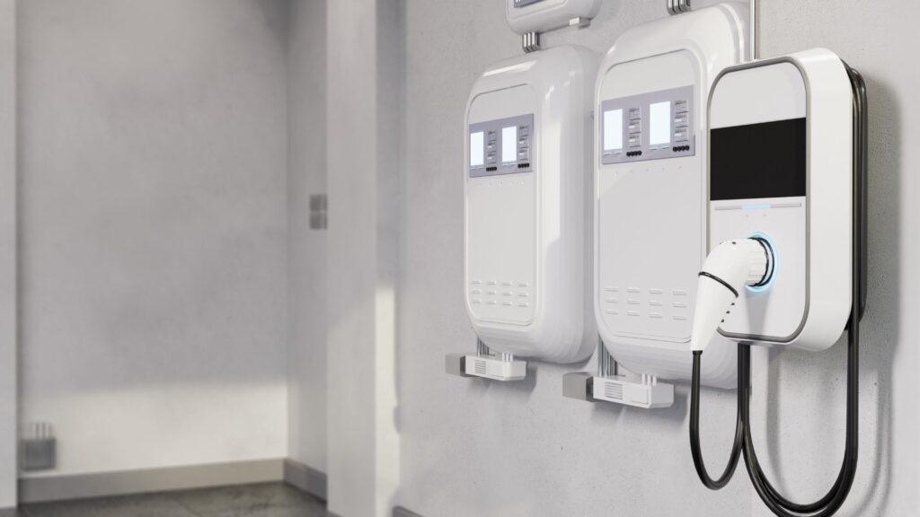 EV Charger Installation hanging in garage